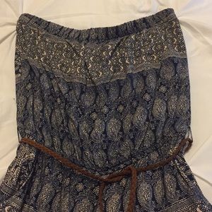 Blue and White Printed Romper